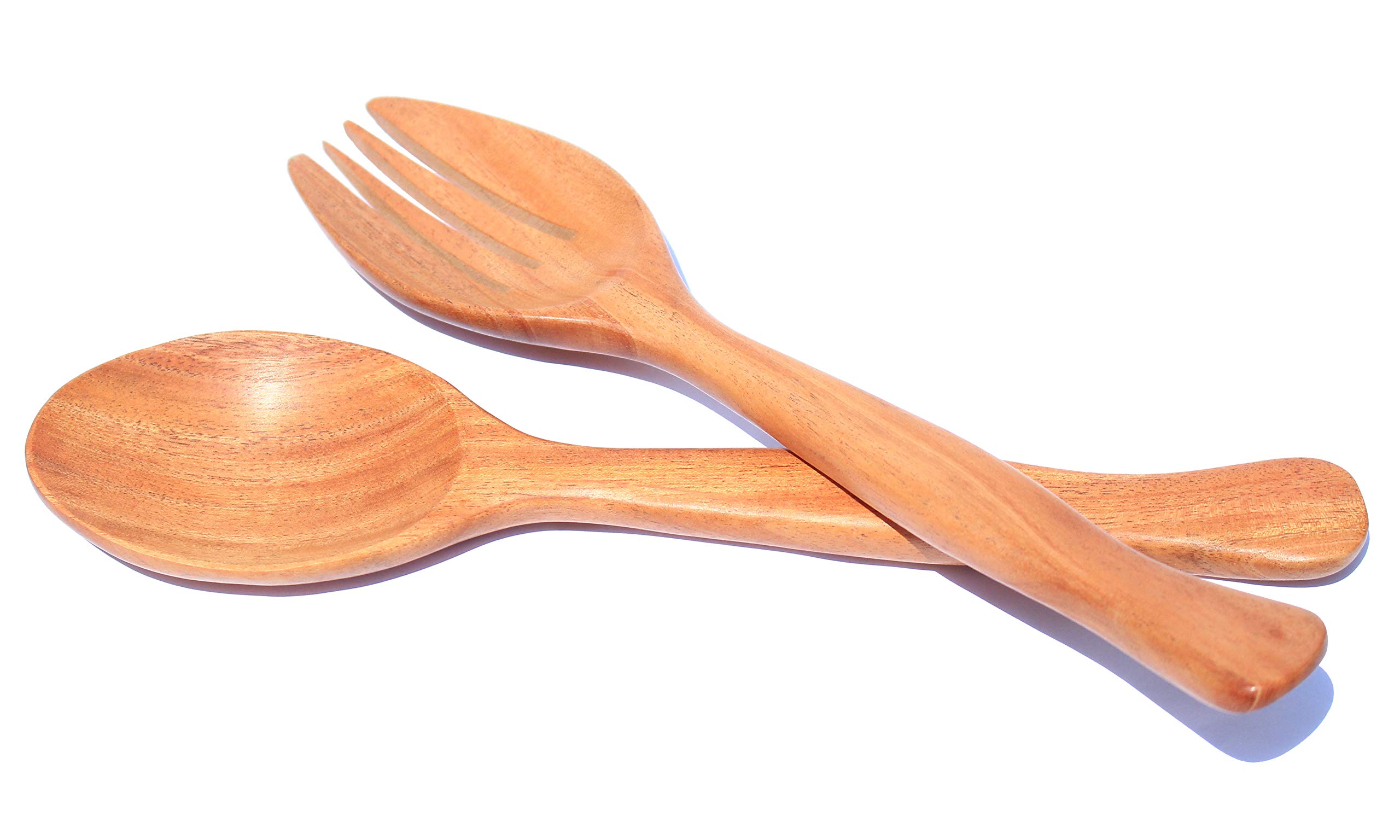 1 Pair of Natural Wooden Spoon and Fork for Salad Cooking Servers Utensils - Acacia Wood