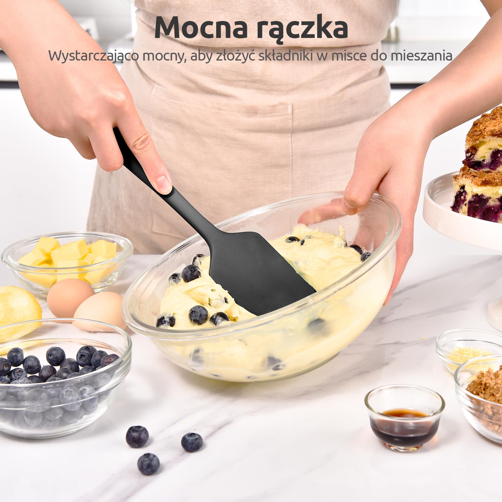 U-Taste Duża Szpatułka Silikonowa Odporna na Ciepło 250 ℃ (Czarny) | 29 cm Nieprzywierająca Elastyczna Bezszwowa Szpachelka do Pieczenia z Nylonowym Rdzeniem do Mieszania Skrobania