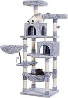 Vista 15 de Heybly - Árbol para gatos con juguete, torre condominio para gatos de interior, casa para gatos con percha acolchada de felpa, hamaca acogedora