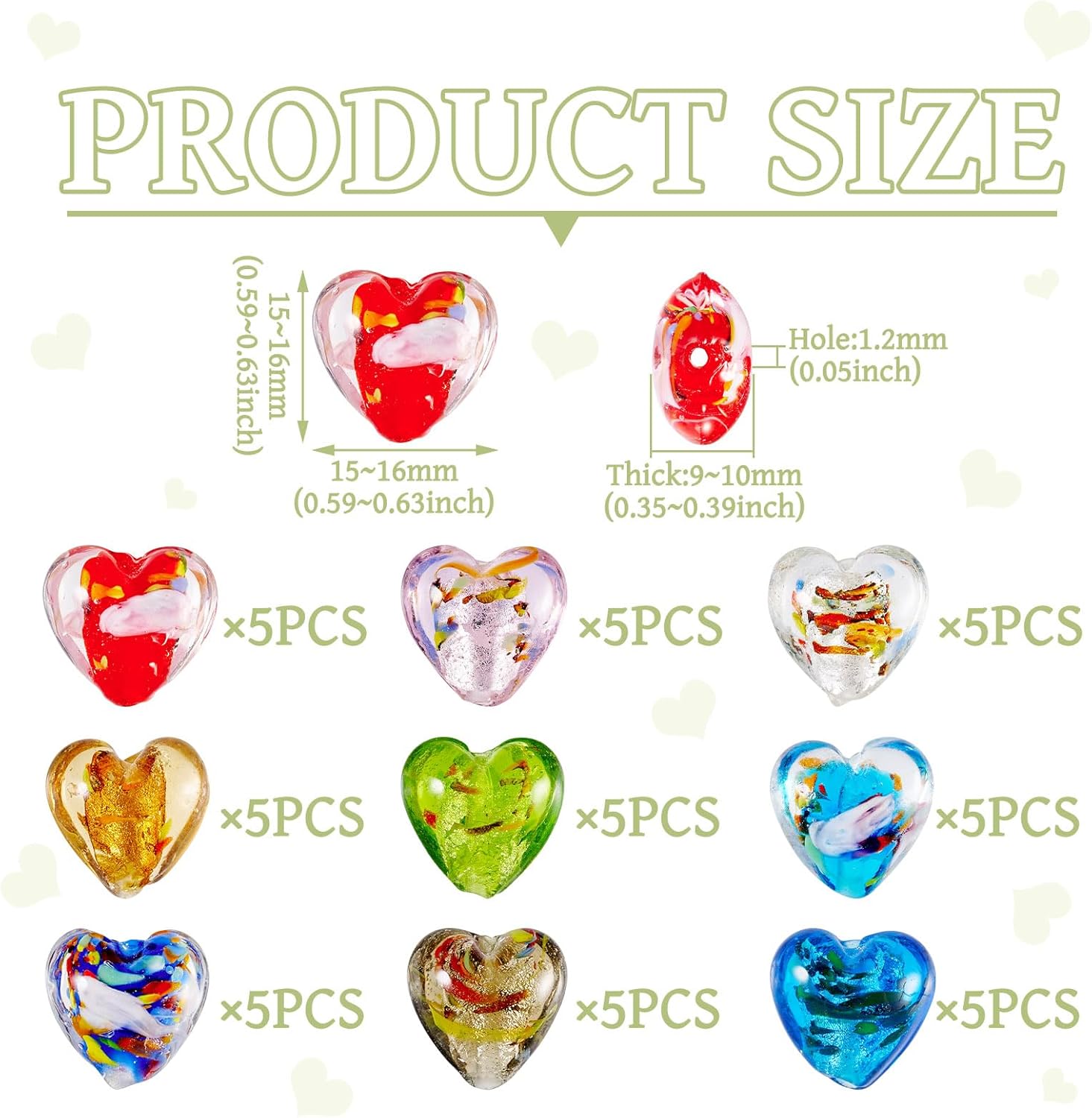 Heart Lampwork Beads Cheriswelry 45Pcs Crystal Glass Love Heart Spacer Beads 15-16mm for DIY Earring Bracelet Necklace Jewelry Making Decoration - Image 4