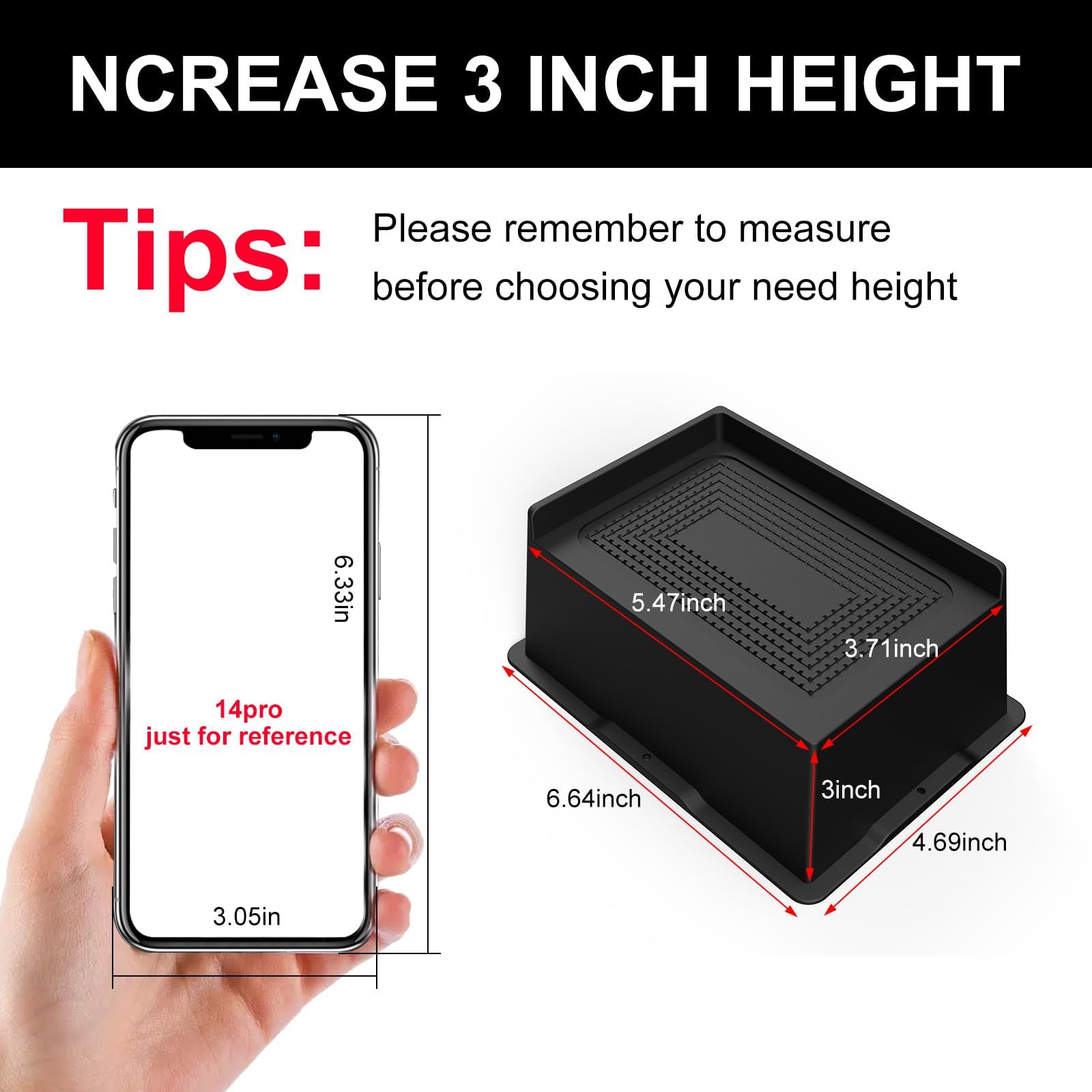 MYMULIKE Rialzi per letto da 7,6 cm, resistenti per mobili, fino a 2721,6 kg, per divano, scrivania, divano, tavolo, libreria (nero, 3-4 pezzi)