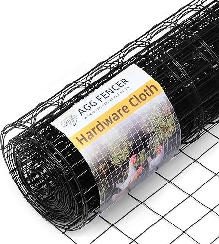 Miniatura 13 de Tela Metálica Negra de 8 pulgadas x 25 pies, Malla de Alambre de 1/2 pulgada 19Ga Recubierta de PVC y Vinilo, Rollo de Cercado de Alambre de Pollo