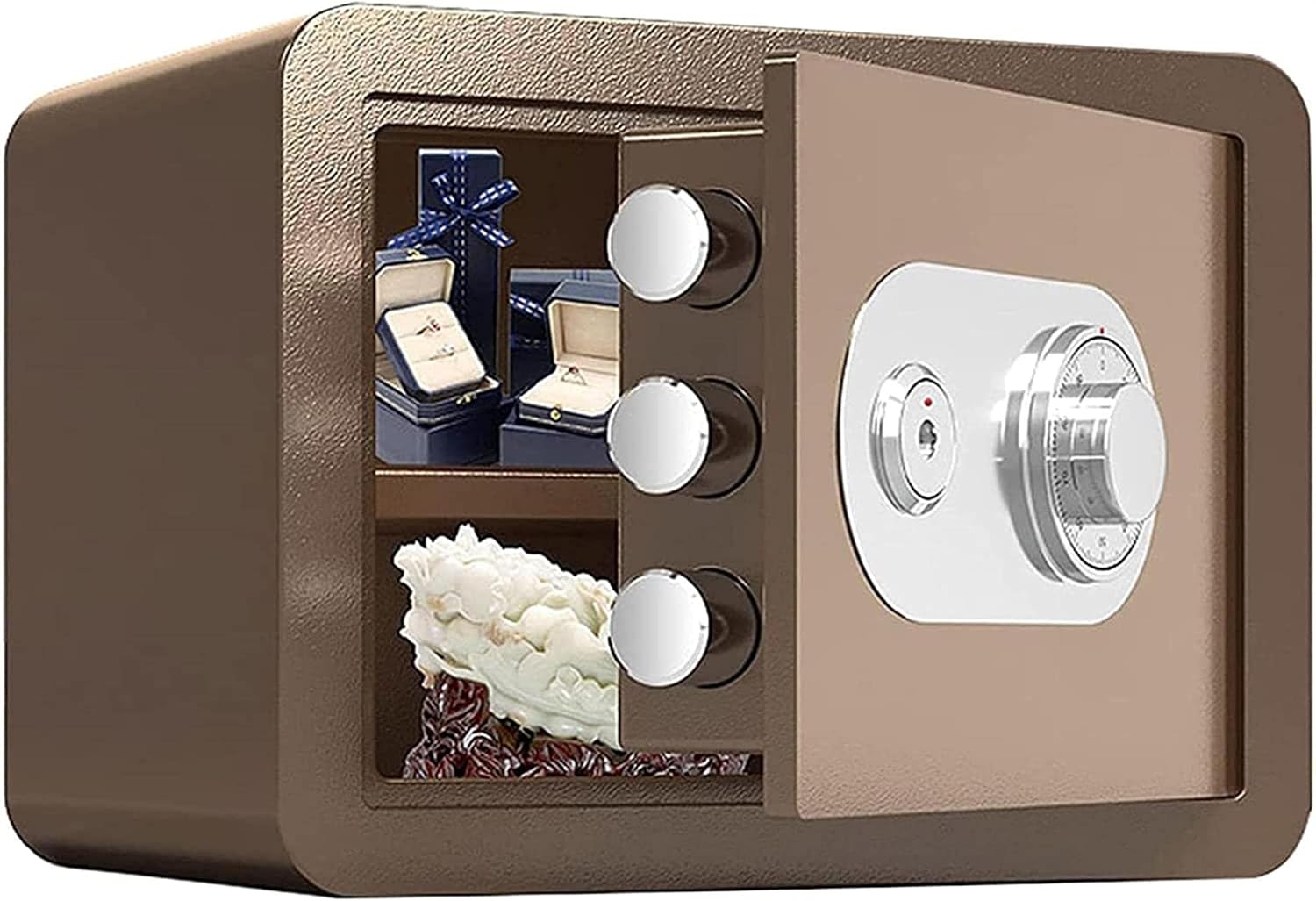 Strongbox Lock Fireproof Steel Small Wall-Mounted Security Box with Key Home Office Business Hotel Secur (Gold) safe
