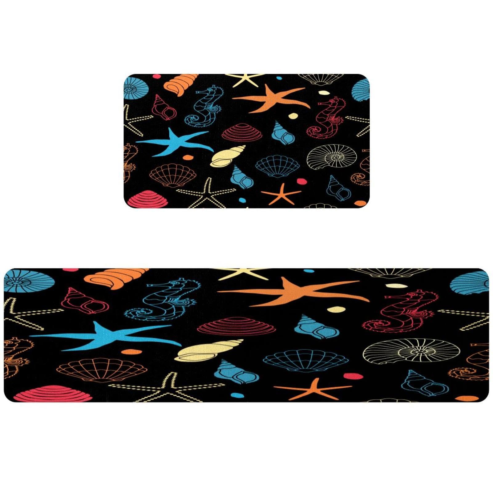 Tapis de cuisine lavable en machine antidérapant lot de 2 motif hippocampe