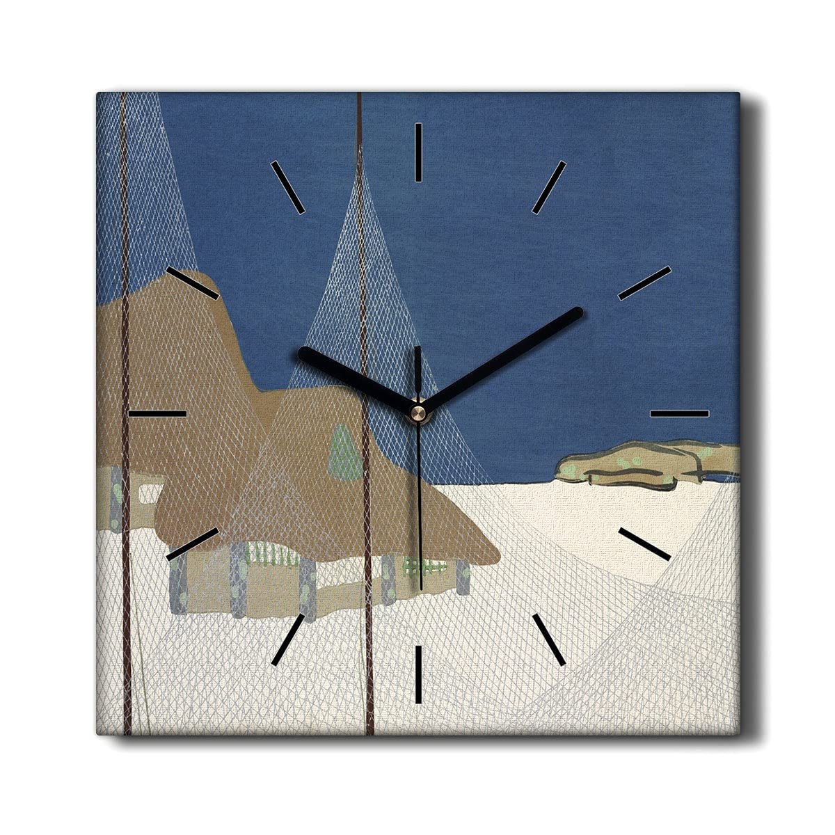 Horloge Murale Le Salon Décoration au Style Nordique Toile Imprimée 30x30cm