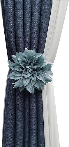 Miniatura 6 de 2 alzapaños magnéticos de flores para cortina, hibisco, clips decorativos para atar en la parte trasera de la ventana, cuerdas de sujeción para el