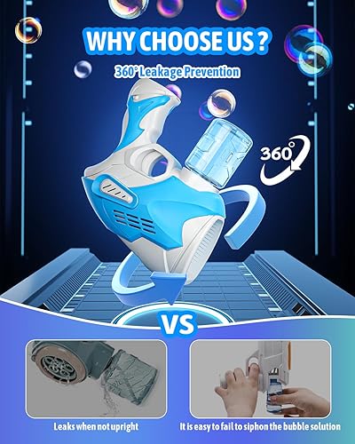 Miniatura 3 de Pistola de burbujas  Máquina de burbujas para niños  Pistola de burbujas de 8 agujeros con luz LED  Incluye solución de burbujas y baterías