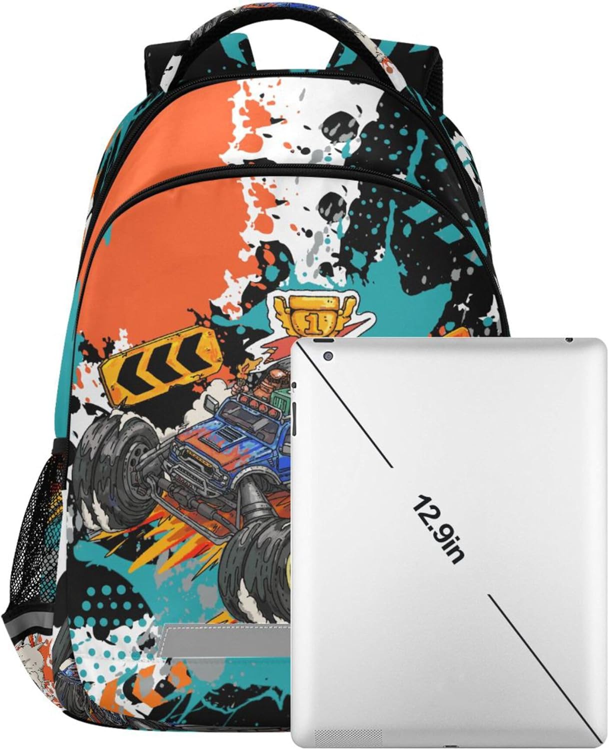 School Backpack for Girls Boys，Truck Bookbag Daypack Rucksack with Padded Straps，Fits 6 to 12 years old