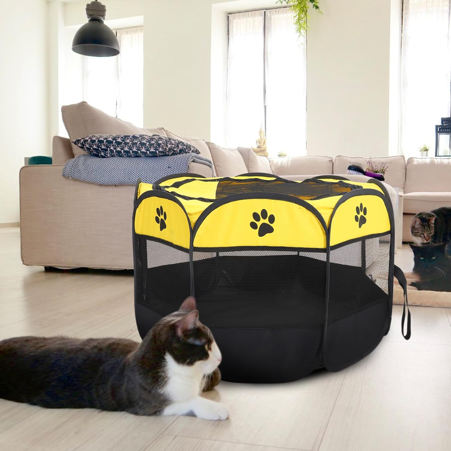 Large Foldable Pet Playpen Tent for Dogs and Cats, Breathable Oxford Cloth Indoor Crate with Octagonal Design, Portable Puppy and Kitten House for Travel and Home Use