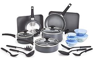Nonstick Cookware Set with Glass Lids - Aluminum Bakeware, Pots and Pans,...