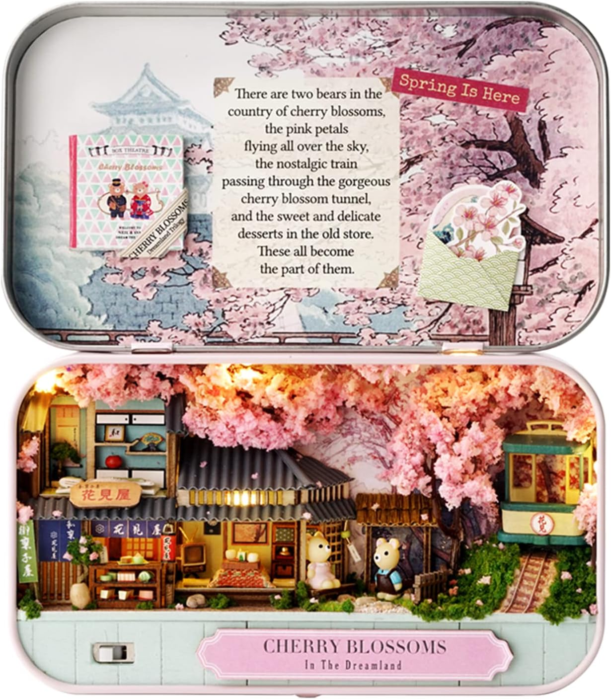 Cuteroom Box Theatre Miniature Kit, Diy House Kit With Furniture Mini Dolls For Teens Adult Birthday Gift (Cherry Blossoms)