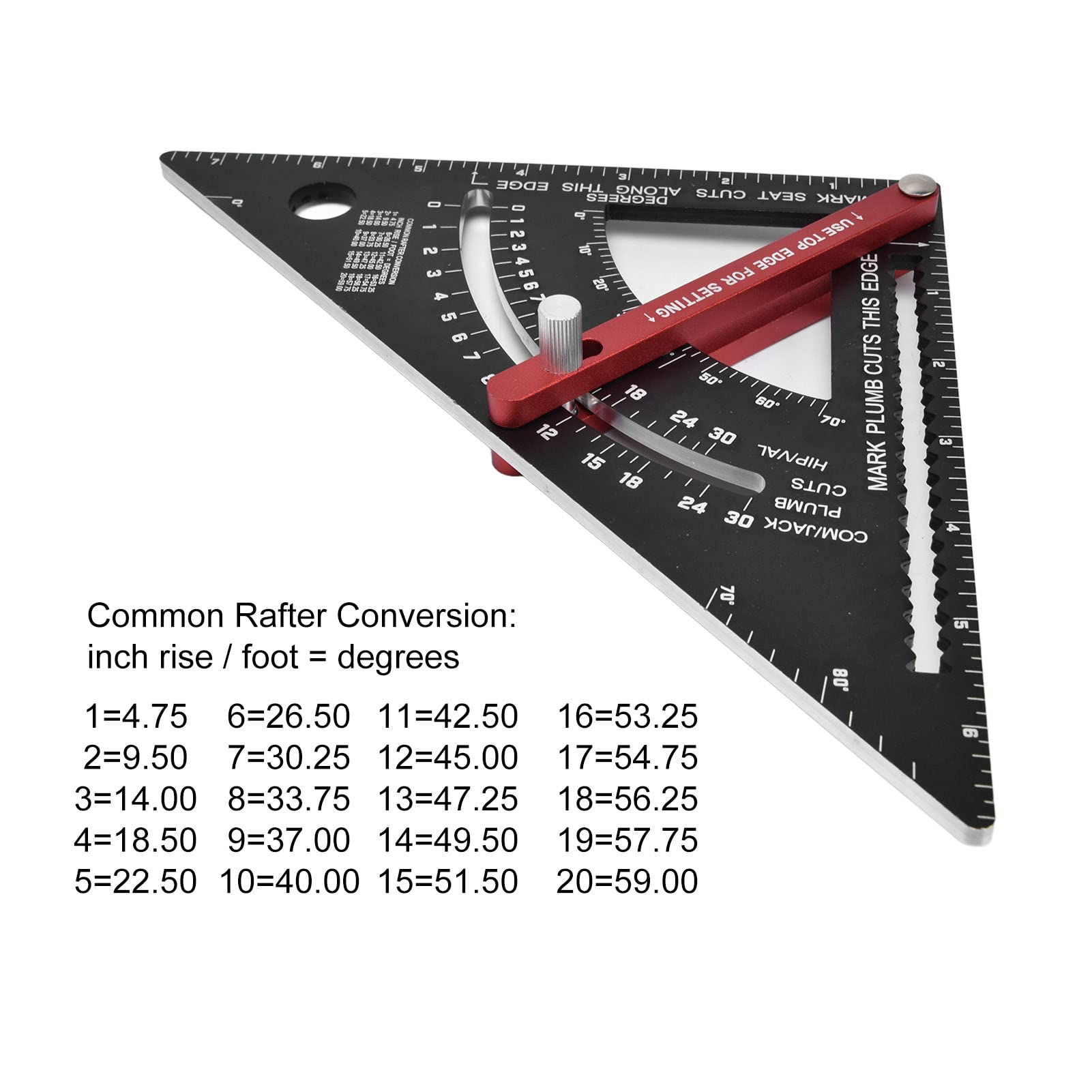 Regla Triangular Ajustable, Herramienta móvil de aleación de Aluminio para trazado de carpintería, Multifuncional con Escala Clara.