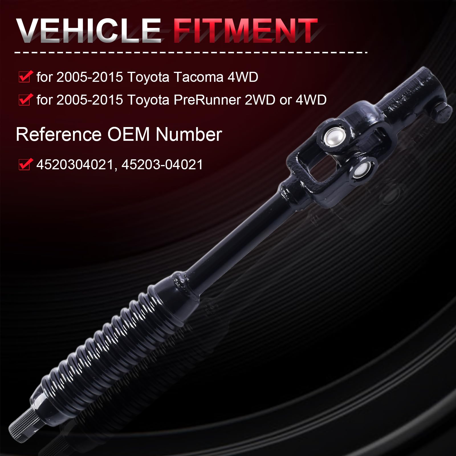 Autostarforus Lower Intermediate Steering Shaft For 2005-2015 Toyota Tacoma 4WD – New – 45203-04020, 45203-04021