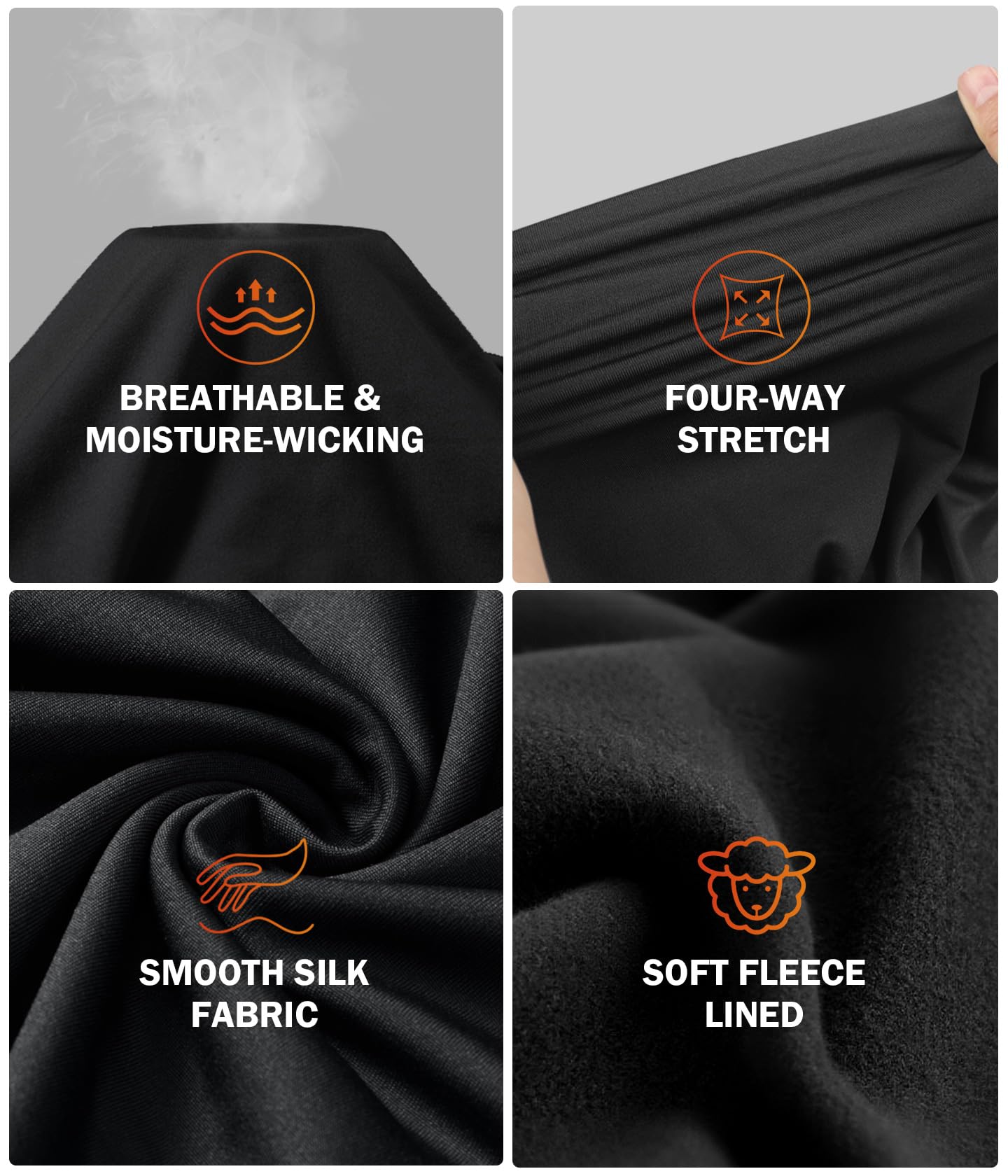 CL convallaria Confezione da 1/2/4 pantaloni termici a compressione da uomo, leggings sportivi da indossare sotto la stagione fredda, taglie S-2XL, 4 pezzi - nero x 4, XL