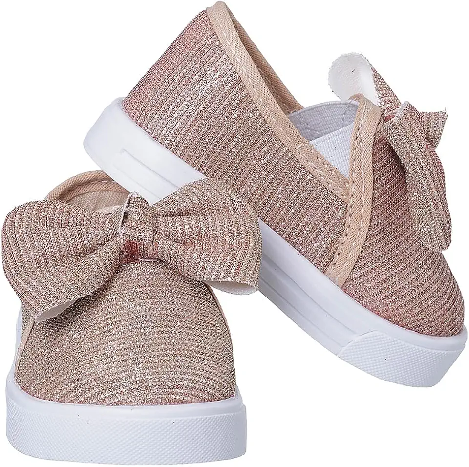 Tênis Feminino Slip On Glitter Infantil Sapatilha Menina Brilho Laço