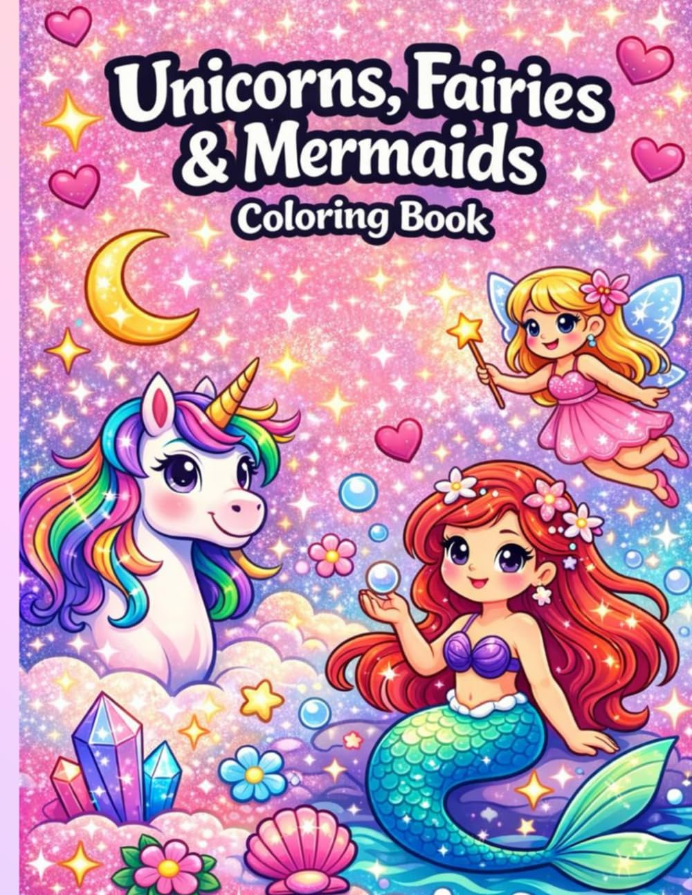Unicorns, Fairies & Mermaids Coloring Book: A Magical Coloring Adventure for Kids