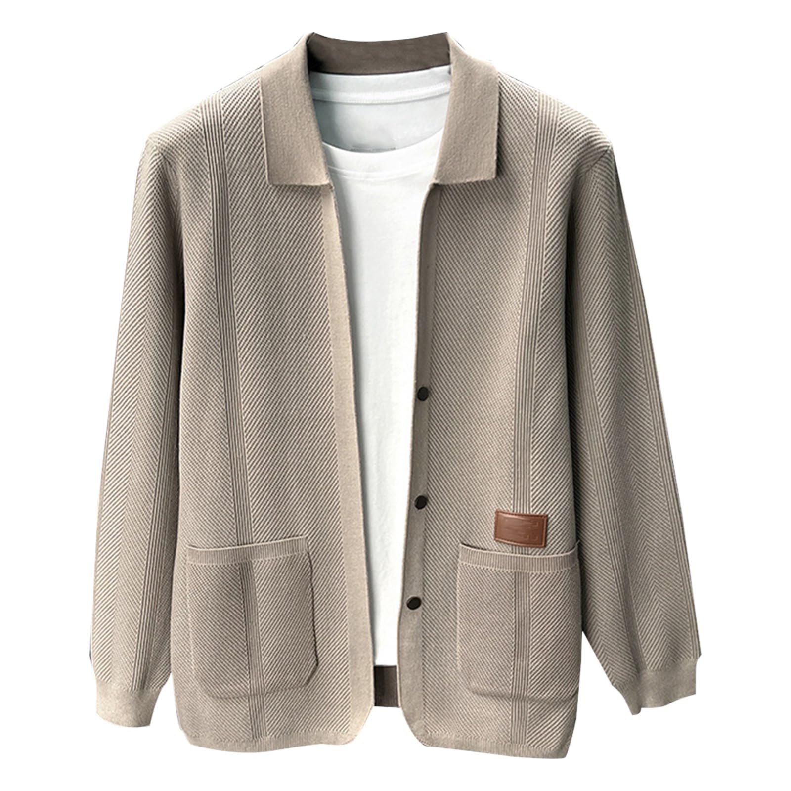Cárdigan Lana Hombre, Chaqueta Hombre Punto Fino Básico Suéter De Punto De Manga Larga Invierno Cálido Slim Fit Jerséis Cárdigan con Cuello Chal Chaqueta De Entretiempo De Punto