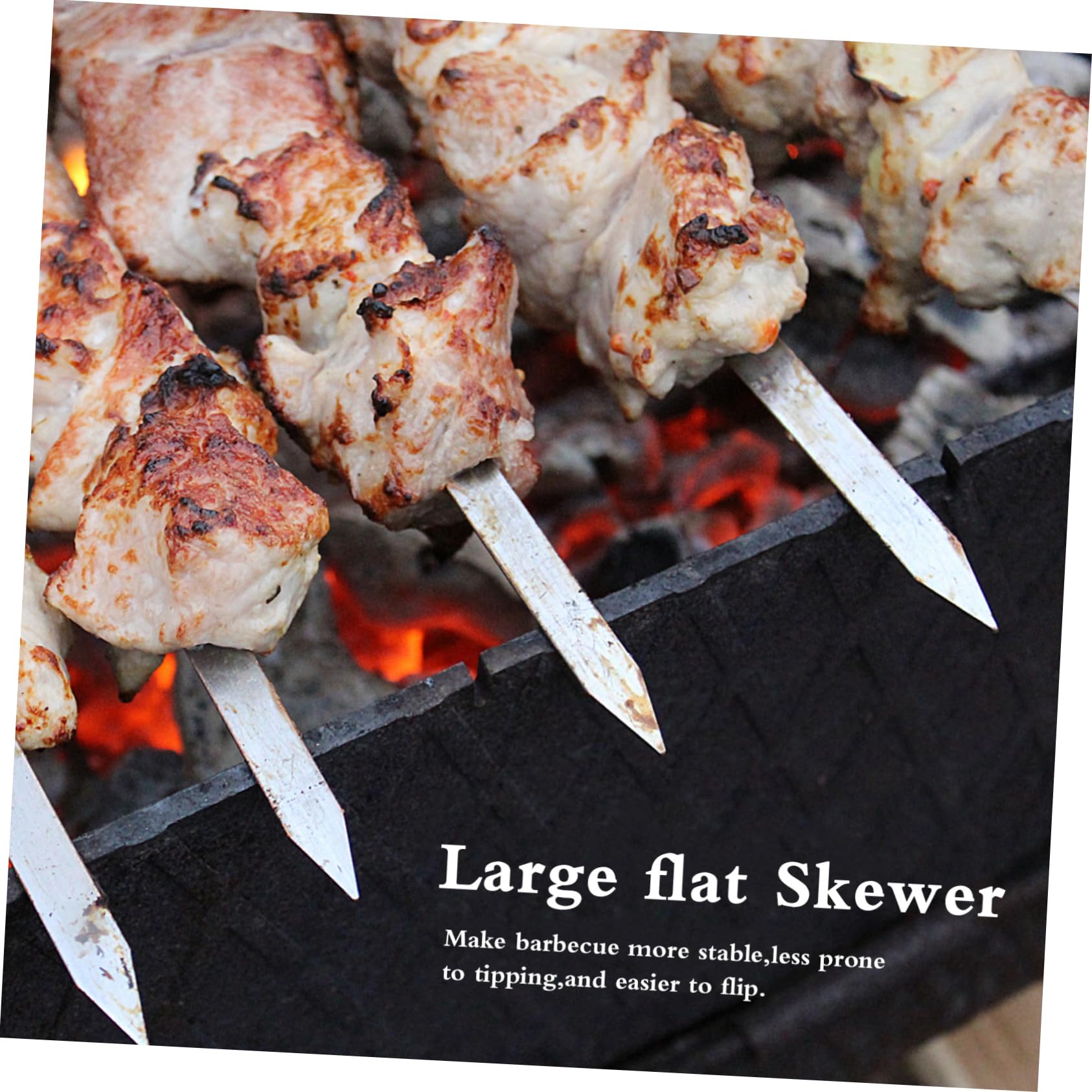 8pezzi Spiedini Barbecue Acciaio Inossidabile Con Manico Legno Per Grigliate Picnic e Campeggio Comodi e Resistenti Stile Doppio e Singolo Facile Da Trasportare e Usare