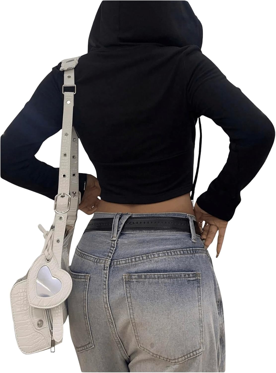 SOLY HUX Women's Zip Up Cropped Hoodies Sweatshirt Letter Graphic Drawstring Long Sleeve Casual Jacket - Image 3