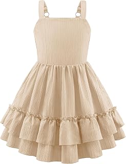 Arshiner Girls Cami Summer Dress Boho Sleeveless Casual Sundress with Pockets for 4-12 Y