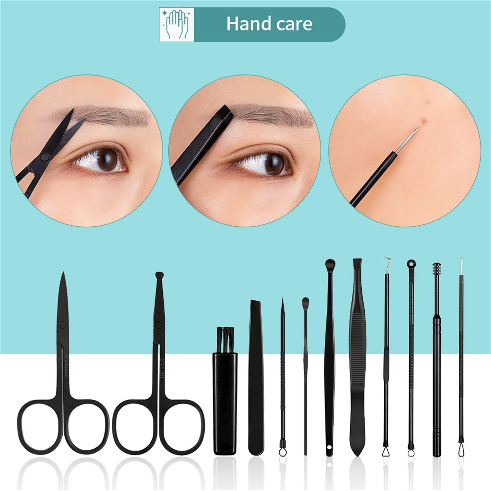 Juego de 7-23 tijeras profesionales para cortar uñas y pedicura, de acero inoxidable, gancho de águila, portátil, para manicura (18 piezas, rosa)