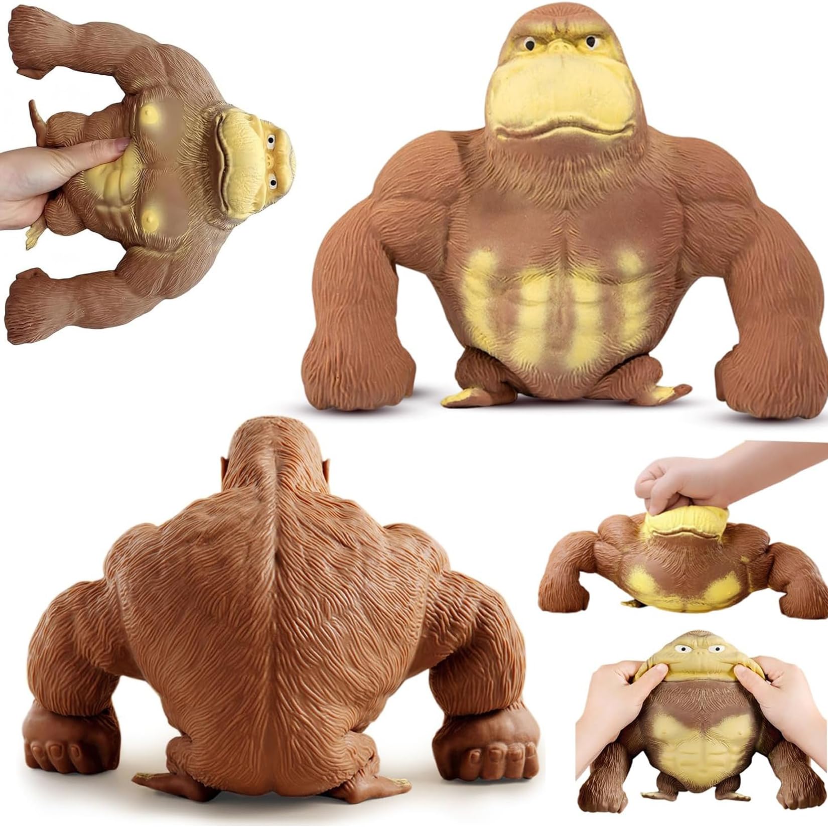 Squeeze Juguete Antiestrés De Gorila Realista - Juguete Sensorial De Goma TPR Para Aliviar El Estrés, Suave Y Elástico, Para Niños Y Adultos, Regalo De Cumpleaños (Estilo A: Cerdo, B: Orangután, C: Rana)