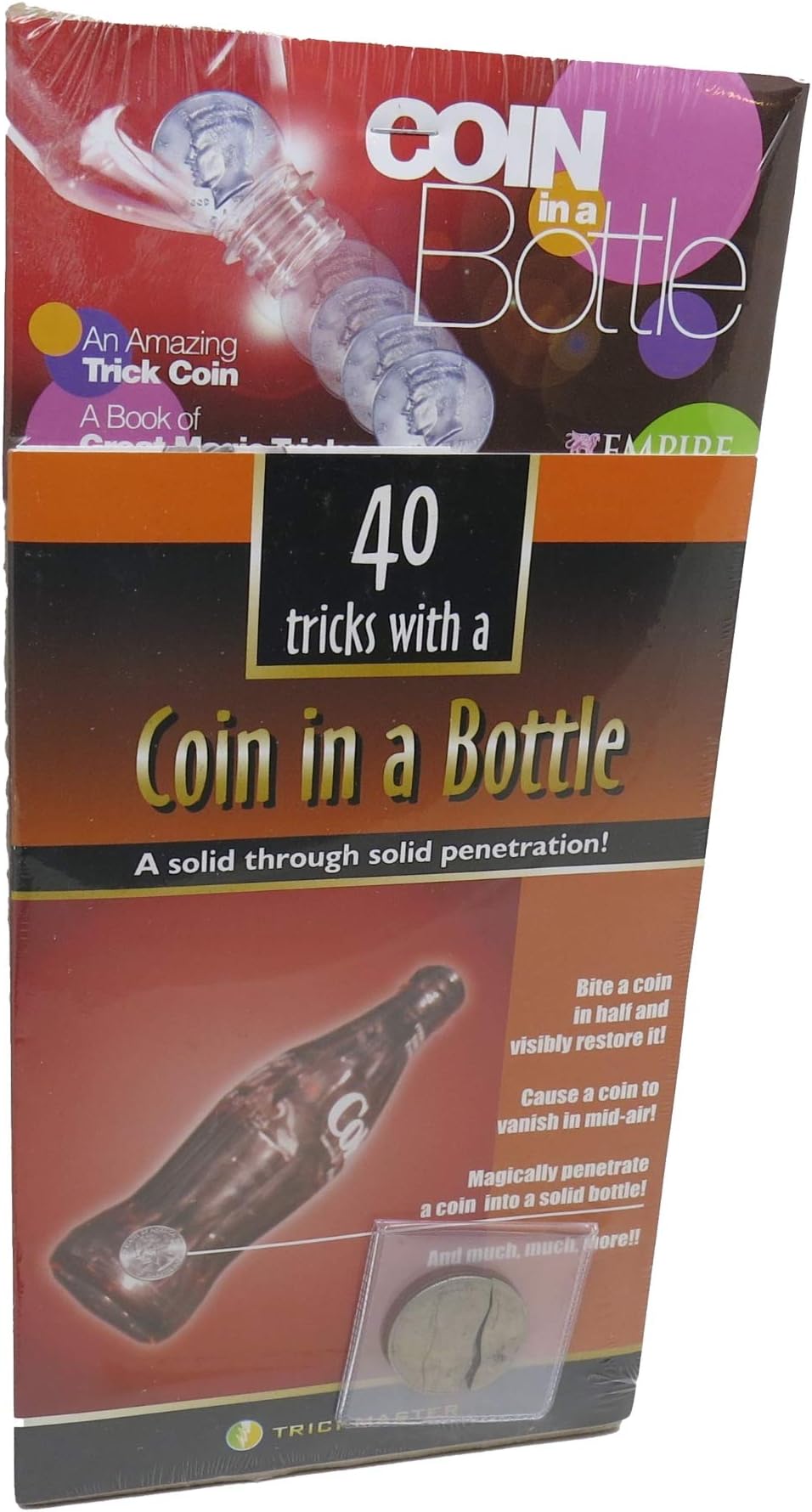 40 Tricks with a Coin In A Bottle - Booklet and Half Dollar Combo
