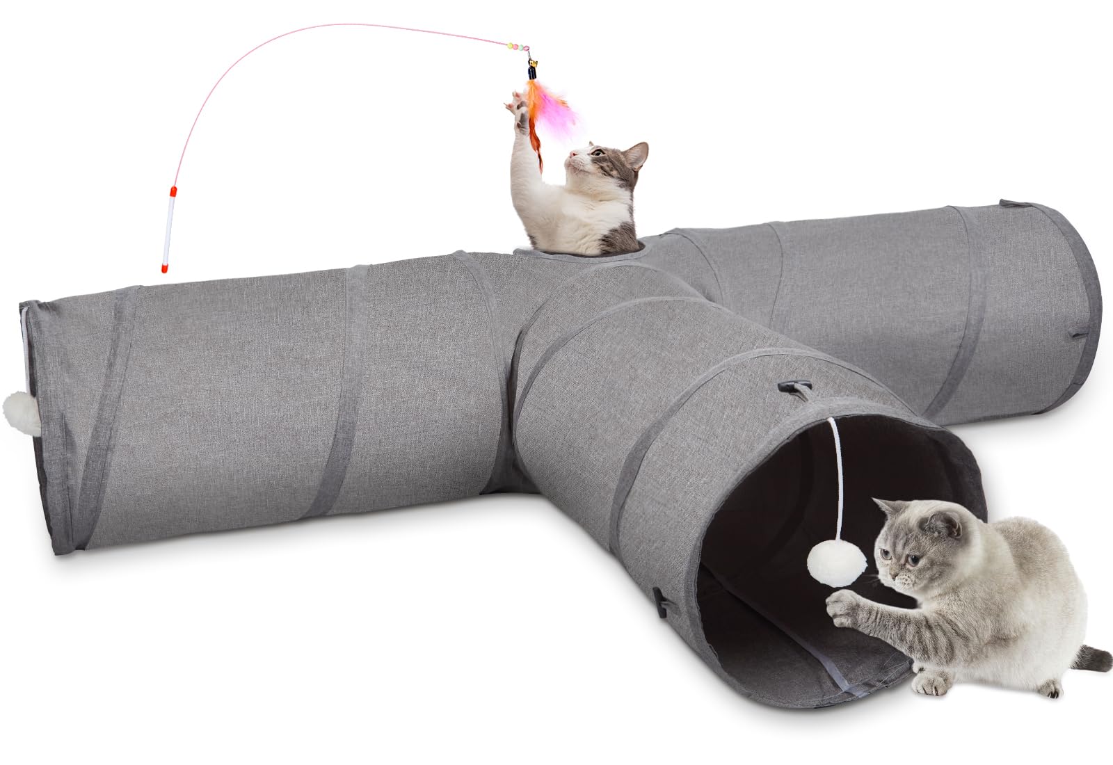 Ownpets 12 Inch Large Cat Tunnel 3-Way T-Shape