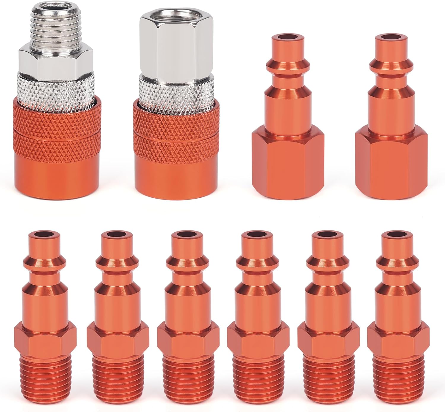 1/4 Quick Connect Fittings Industrial Air Coupling 1/4" Basic Flow Quick Connect Air Coupler Brass Air Compressor Accessories Fitting Hose Quick Connect Fitting 10Pieces