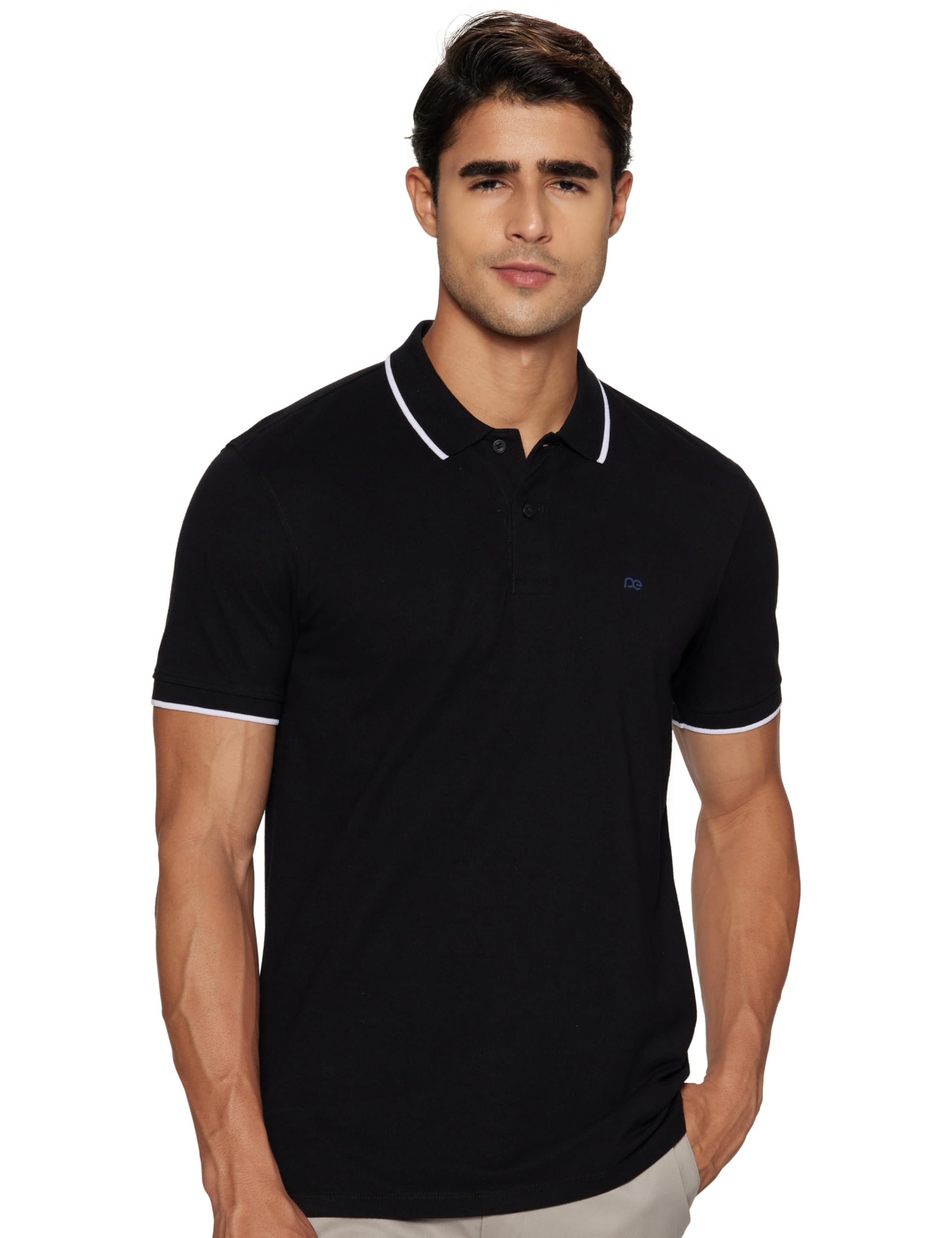Peter England Men's Snug Fit Solid Polo T-Shirt with Coloured Collar Tipping| Cotton Rich| Premium Pique Weave