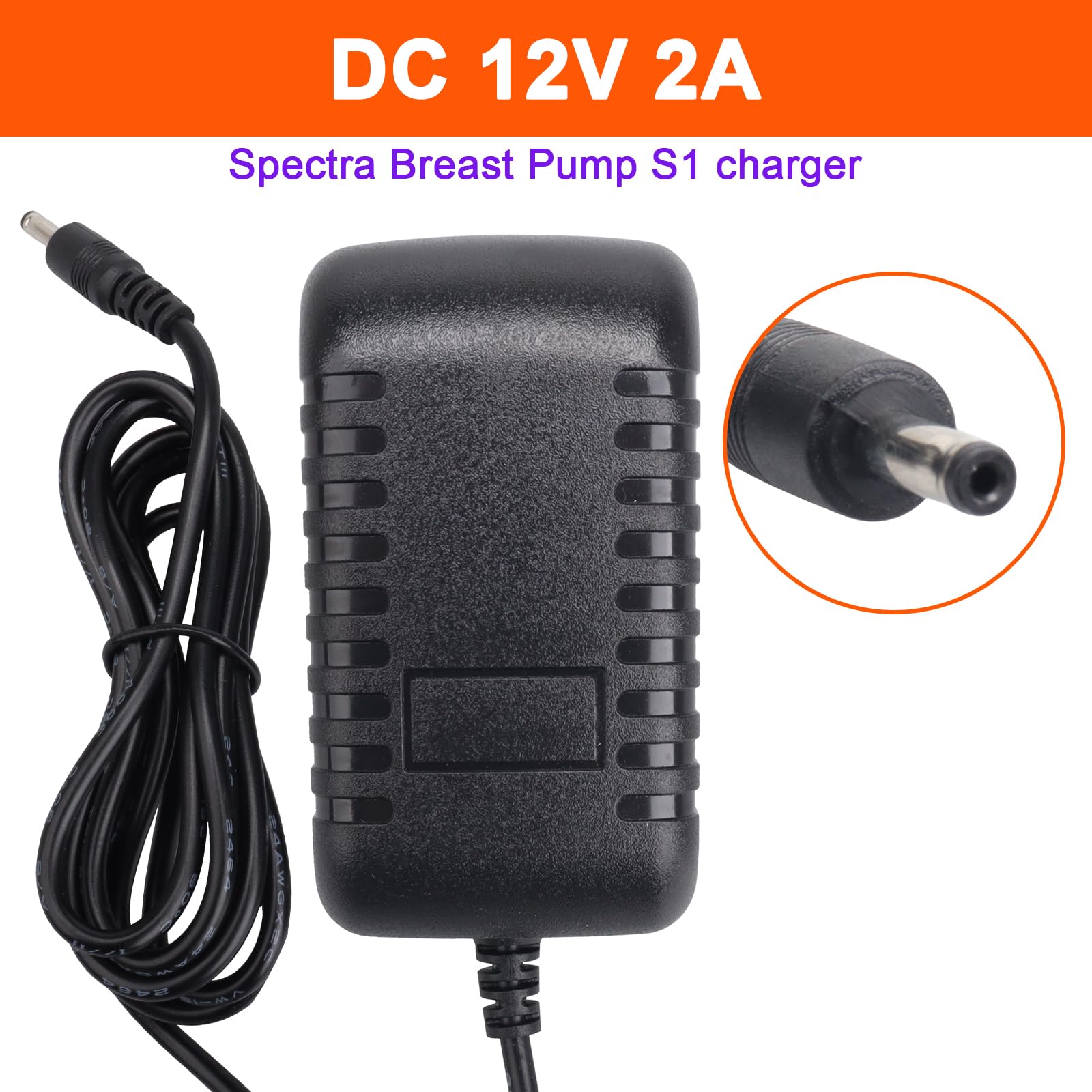JIMACRO Caricabatterie Compatibile con il Tiralatte Spectra, Cavo di Alimentazione Compatibile con Spectra S1 S1 Plus S2 S2 Plus S3 Pro SG Synergy Gold SPS100 SPS200 9 Plus. Alimentatore 12 V 2 A