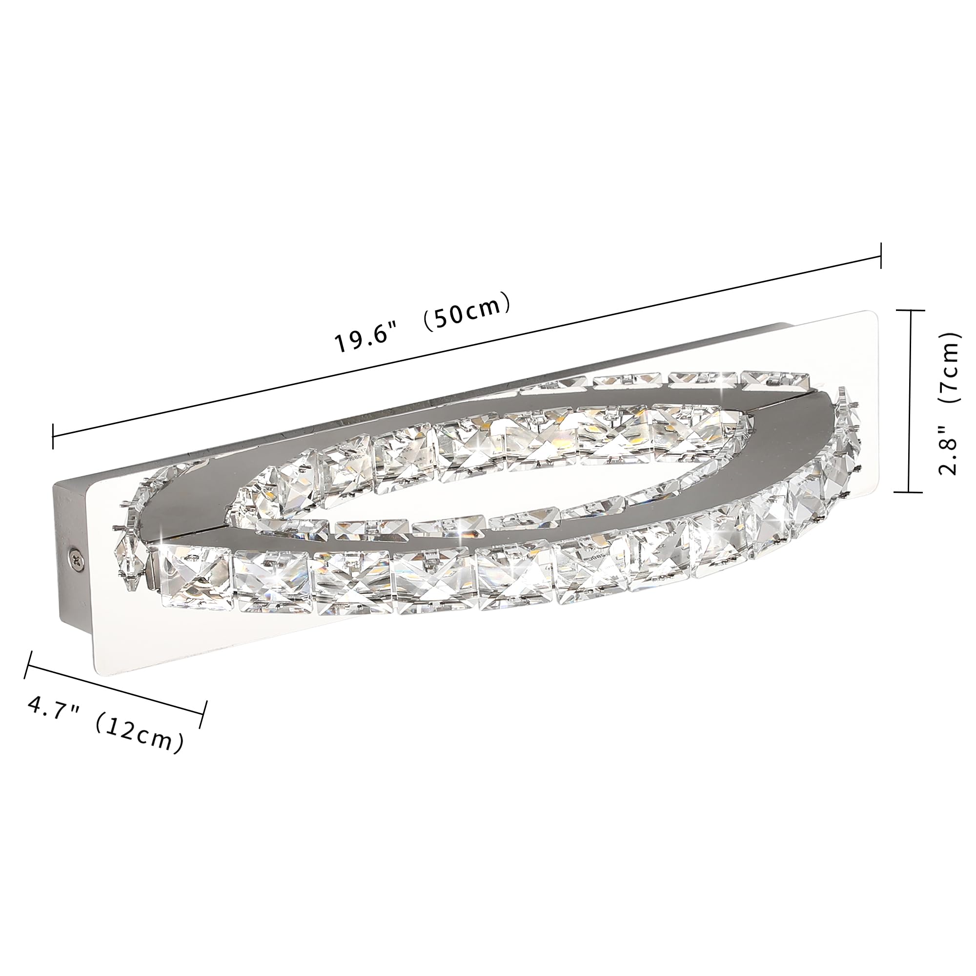 Lampada da specchio a LED 15 W 1080 lumen 4000 K con cristalli IP44 impermeabile 230 V cromata (50cm, Cromo)