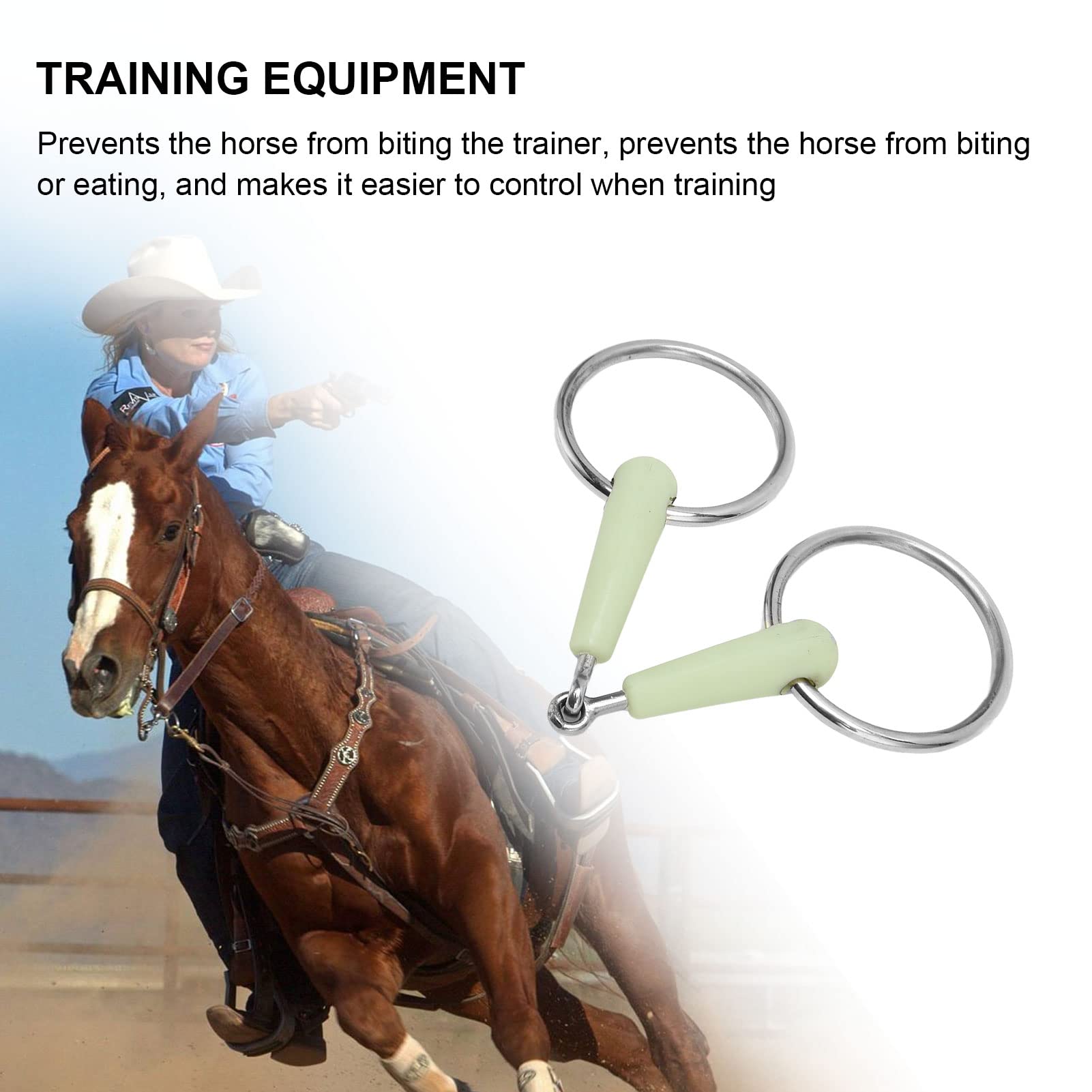 Qcwwy Horse Snaffle bit, Anillo Suelto de Acero Inoxidable Envuelto en Goma, Anillo de Boca de Caballo para Entrenamiento, Anillo de Caballo de Acero Inoxidable, Bocas Sueltas