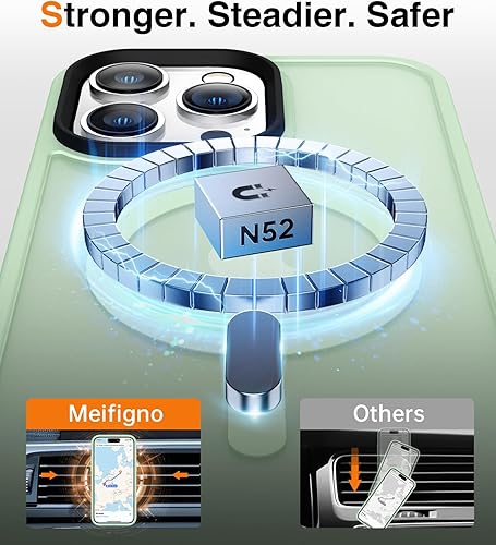 Miniatura 2 de Meifigno Magic Mag Series - Funda para iPhone 14 ProMax, protección de grado militar y compatible con MagSafe, parte trasera mate translúcida con