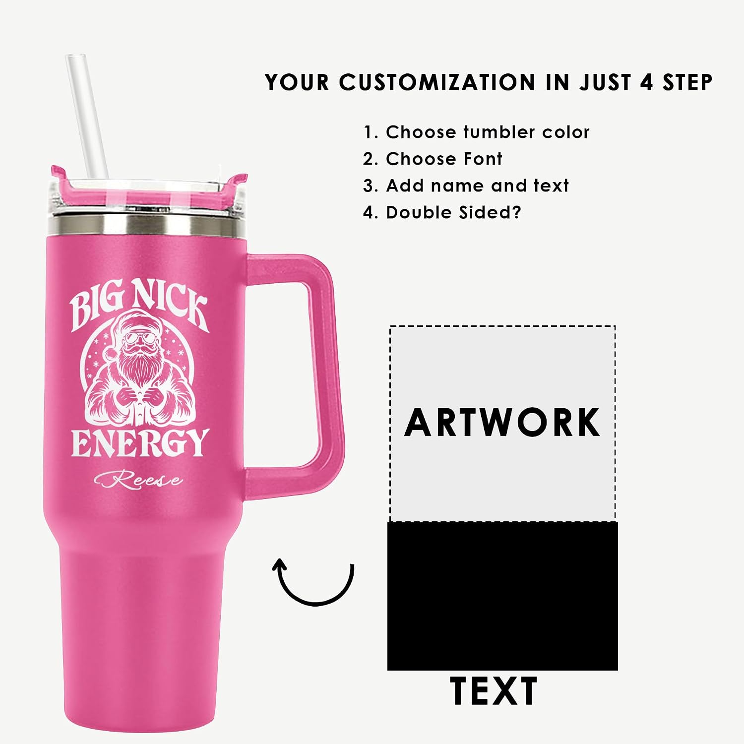 Christmas Funny Gifts Personalized Laser Engraved 40 oz Tumbler with handle flip straw,Leak Proof Vacuum Insulated Cup Water Bottle Fit in Cup holder,Xmas Insulated Stainless Steel Travel Mug