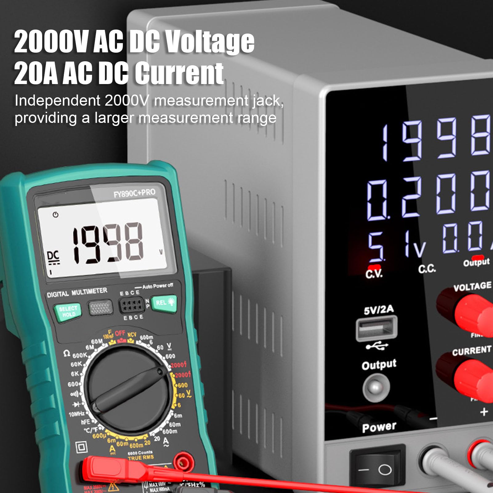 Digital-Multimeter, Intelligenter Anti-Burning-Tester mit 6000 Zählungen, Elektrischer Tester für Anfänger, ABS-Gummi