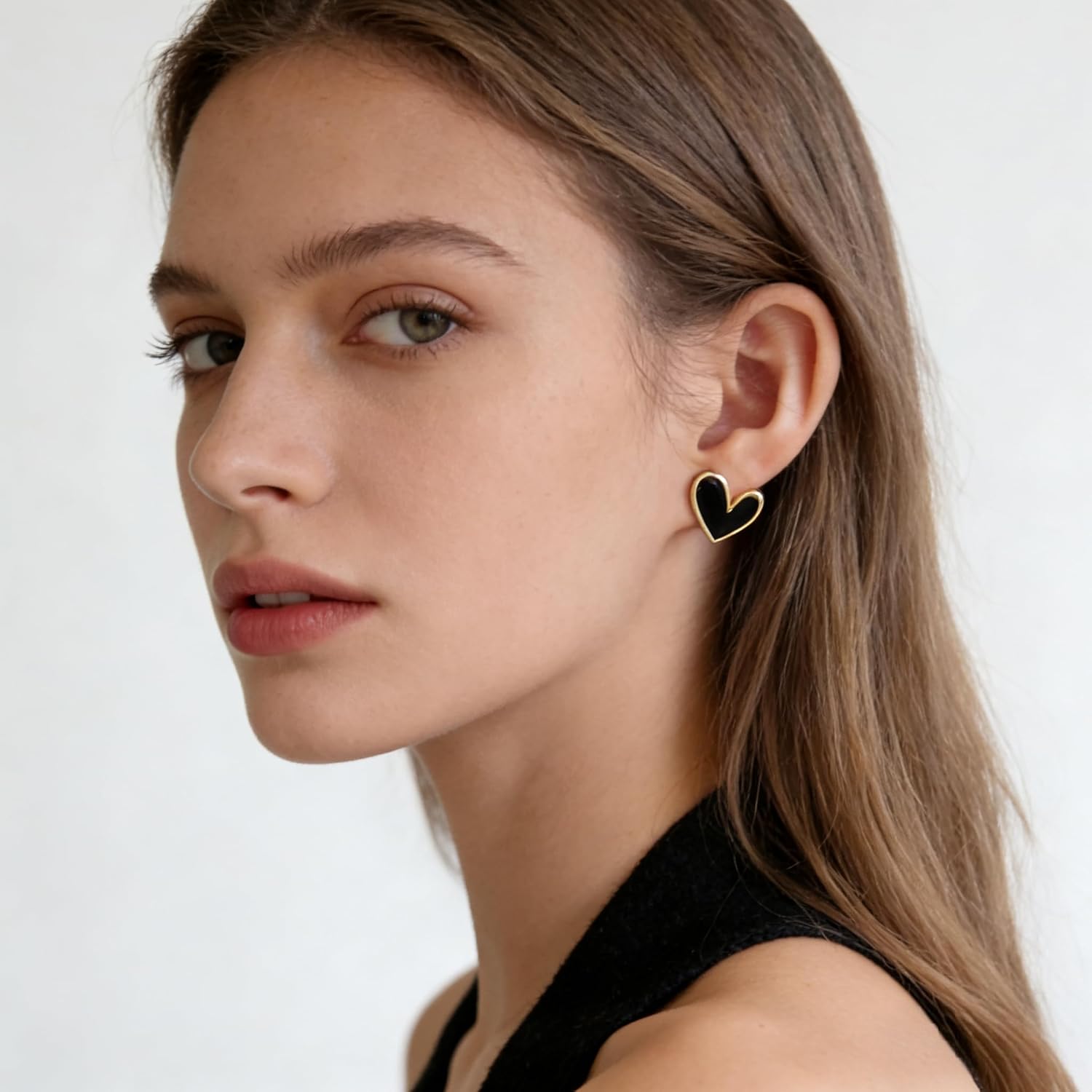 Red Enamel Heart Stud Earrings for Women - 1.2cm Gold Plated Small Heart Earrings with Glossy Enamel, Dainty Valentine's Day Jewelry Gift for Daily Wear, Dating, Party and Holiday Accessories - Image 2