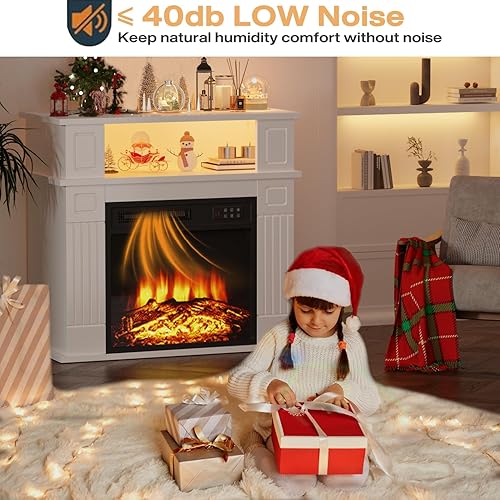 Miniatura 6 de Chimenea eléctrica de 28 pulgadas con repisa, chimenea LED pequeña con inserto de chimenea de 18 pulgadas, llama realista 3D, chimenea portátil