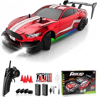 Remote Control Car RC Drift Car 1:16 Scale 4WD RC Vehicle with LED Lights 2.4GHz 30km/h RTR High Speed Racing Sport Toy for Adults Boys Girls Kids Gift 2Pcs Rechargeable Battery