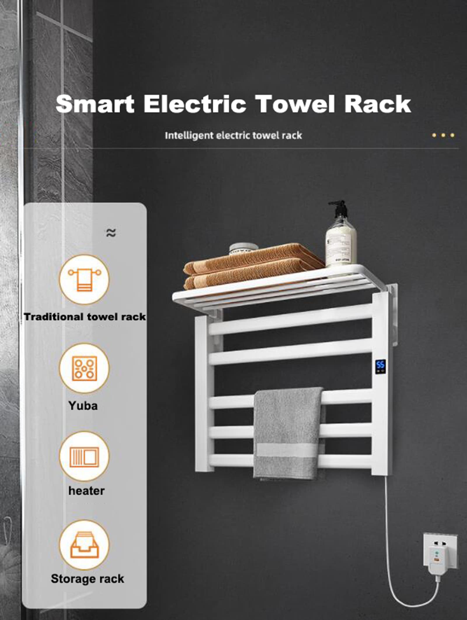 Calentador de Toallas de baño, radiador toallero Independiente, toallero eléctrico y tendedero para casa y Hotel.