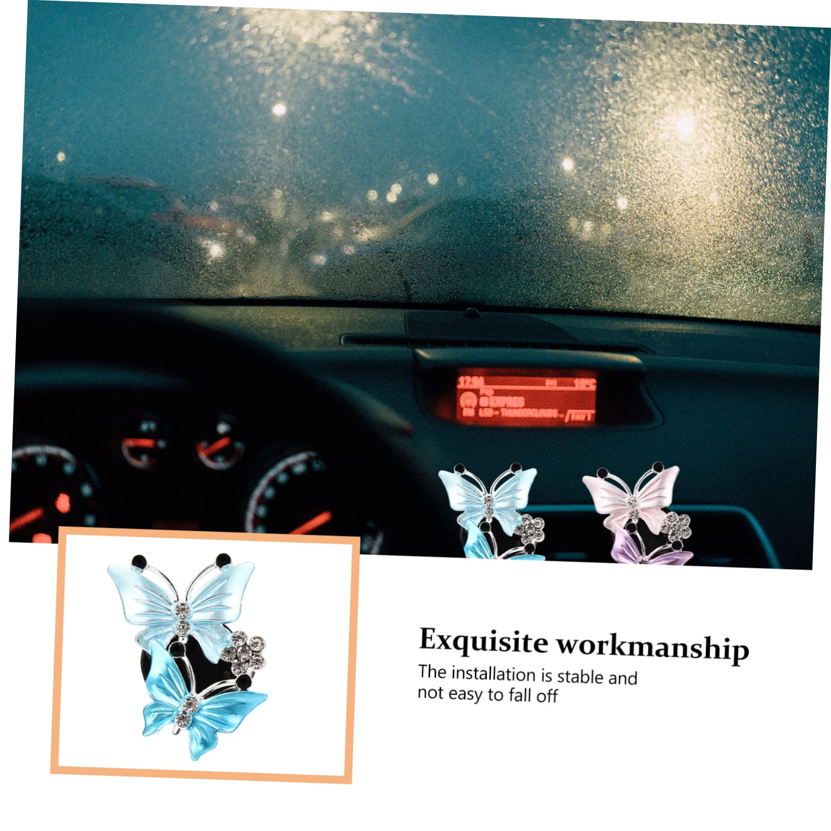 VICASKY Set di 3 clip per profumo, per auto, con motivo a farfalla, materiale sicuro, 4 pezzi x 3 pezzi