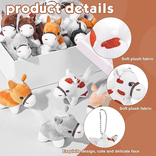 Miniatura 4 de Hungdao 36 piezas de animales de peluche de caballo a granel de 3.15 pulgadas, recuerdos de fiesta de caballos de ganado realistas, animales de