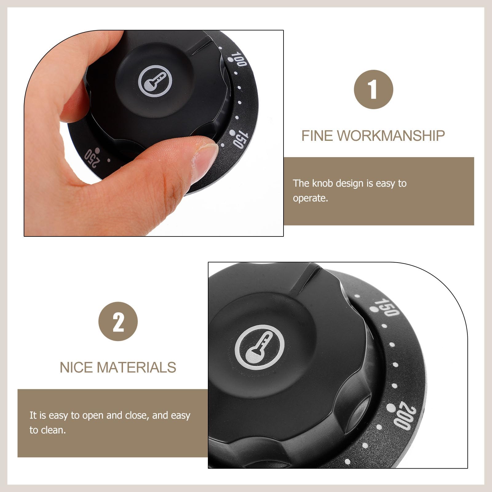 Perilla de Termostato Negro Plástico 50-250℃ para Horno | Compatible Freidoras y Calentadores de Agua, Control Preciso, Fácil Uso, No se Deforma ni Rompe
