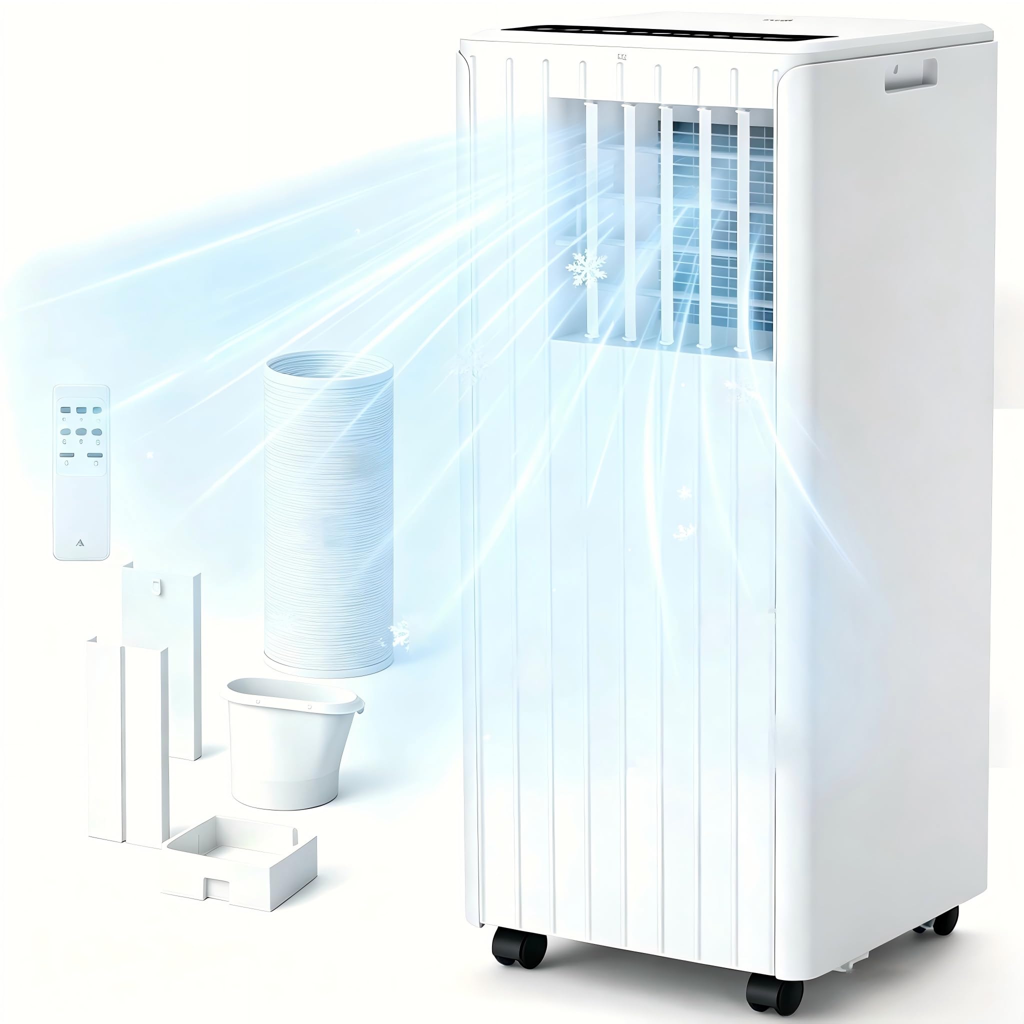 Garvee Climatiseur Mobile 9000 BTU, Climatiseur Portable 3-en-1 Refroidissement/Ventilation/Déshumidification, Silencieux 51-65 dB, R290, Classe A, Kit Fenêtre et Télécommande (A030A)