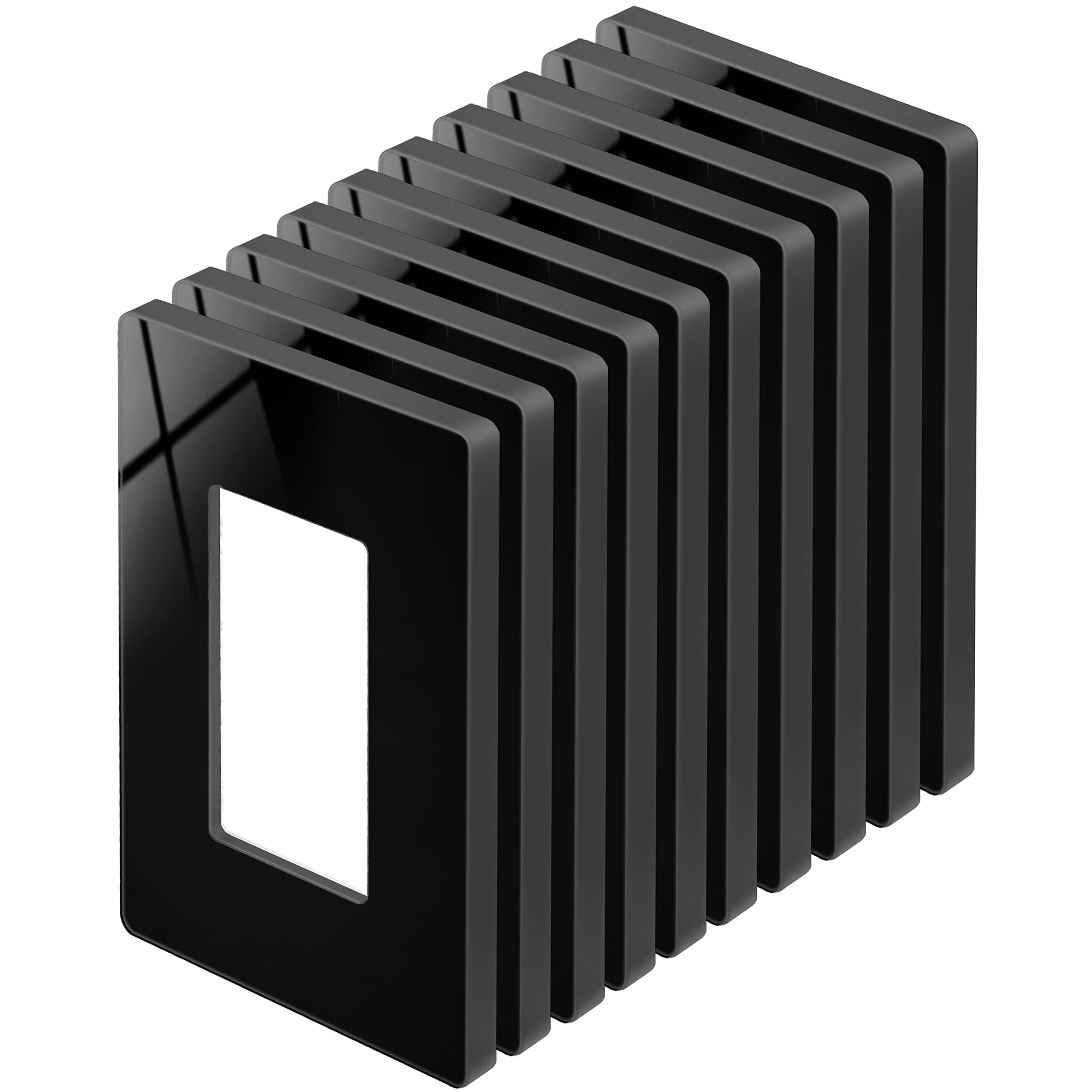 Photo 1 of BESTTEN 10 Pack Black Screwless Wall Plate, 1-Gang Gloss Decor Outlet Cover, Decorator Switch Plate, Unbreakable Polycarbonate Decorative Switch Cover, H4.69" x W2.91"