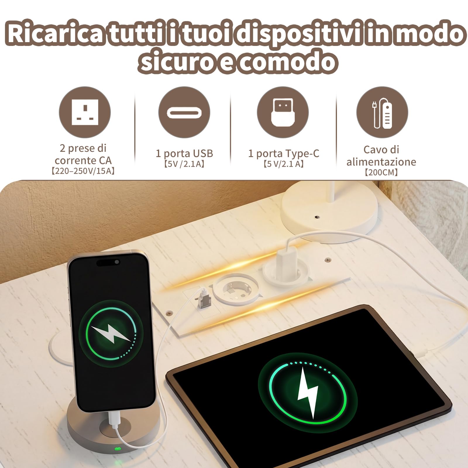 JUMMICO Scrivania a forma di L con 4 cassetti in tessuto, scrivania angolare reversibile con 2 prese e 2 porte USB, scrivania per computer a forma di L, per home office gaming, bianco, 160 x 80 cm