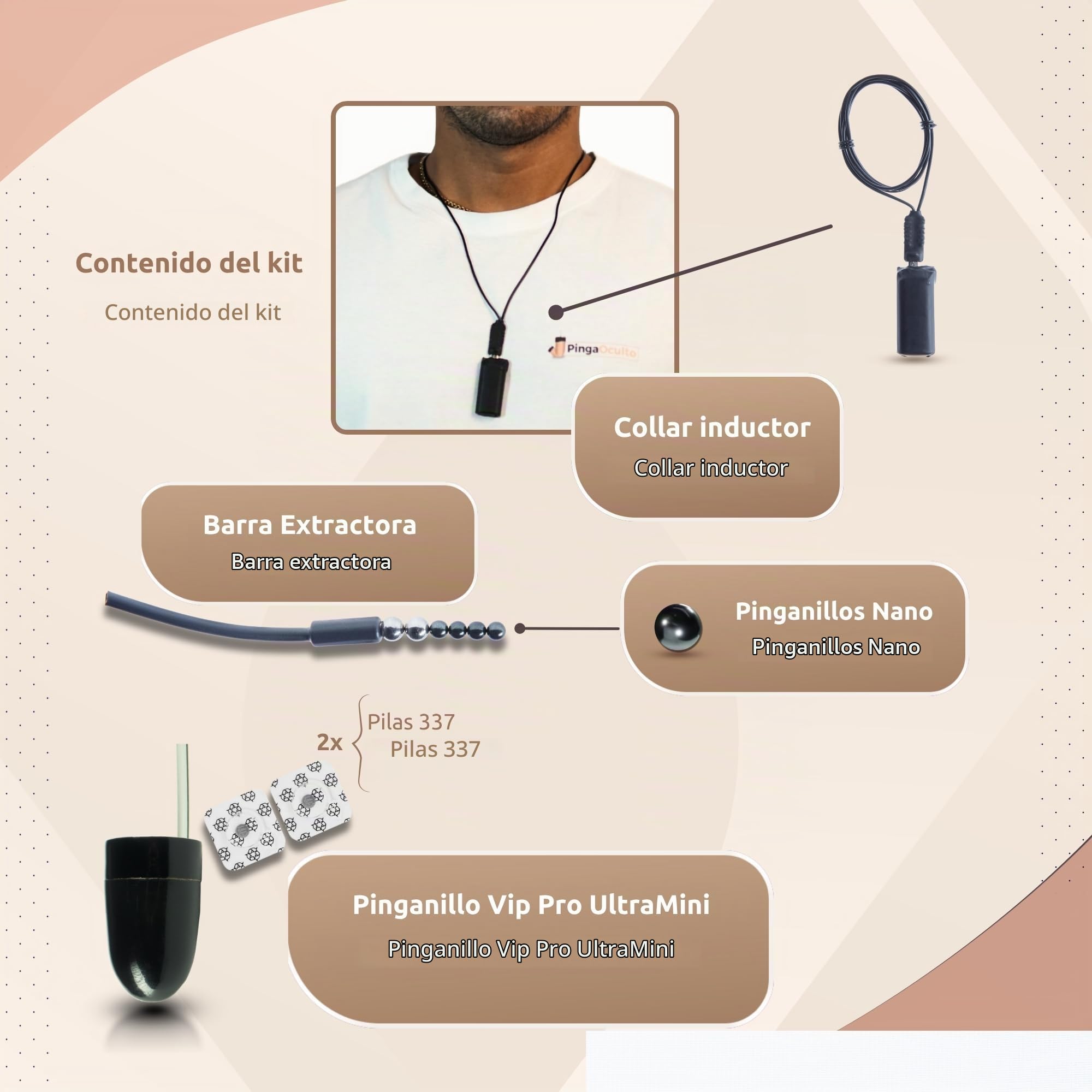 PingaOculto Pinganillo Bluetooth Examenes (Imán V8 + VIP Pro UltraMini) | 2 auriculares espía (Imán y Vip Pro UltraMini), Micrófono integrado, Botón multifunción, Llamadas y grabaciones, Invisible