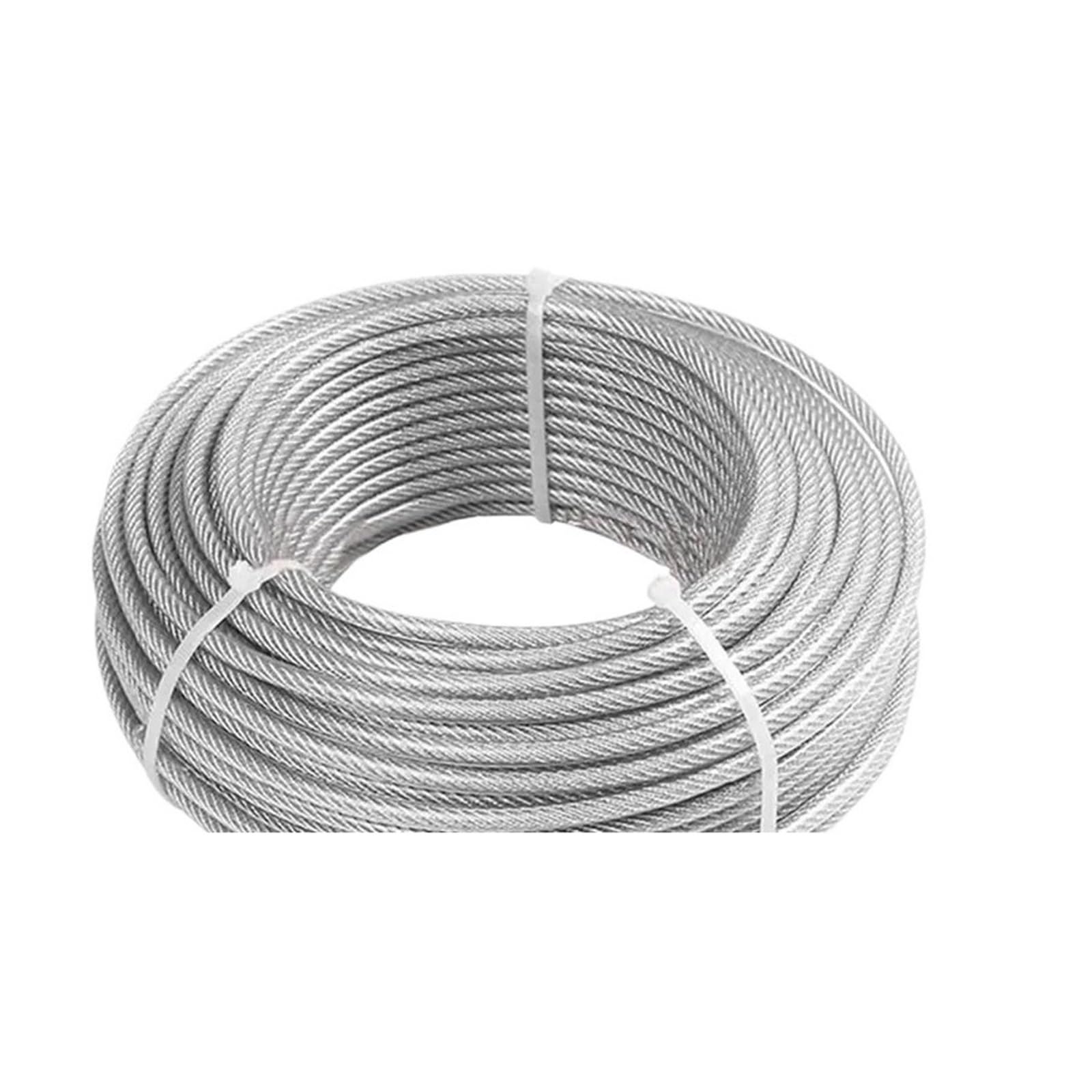 50,0 m transparente Farbe PVC-Kunststoffbeschichtung 2,0–6, mm 304 Edelstahl-Drahtseilkabel for Wäscheleinen usw(2.0mm)