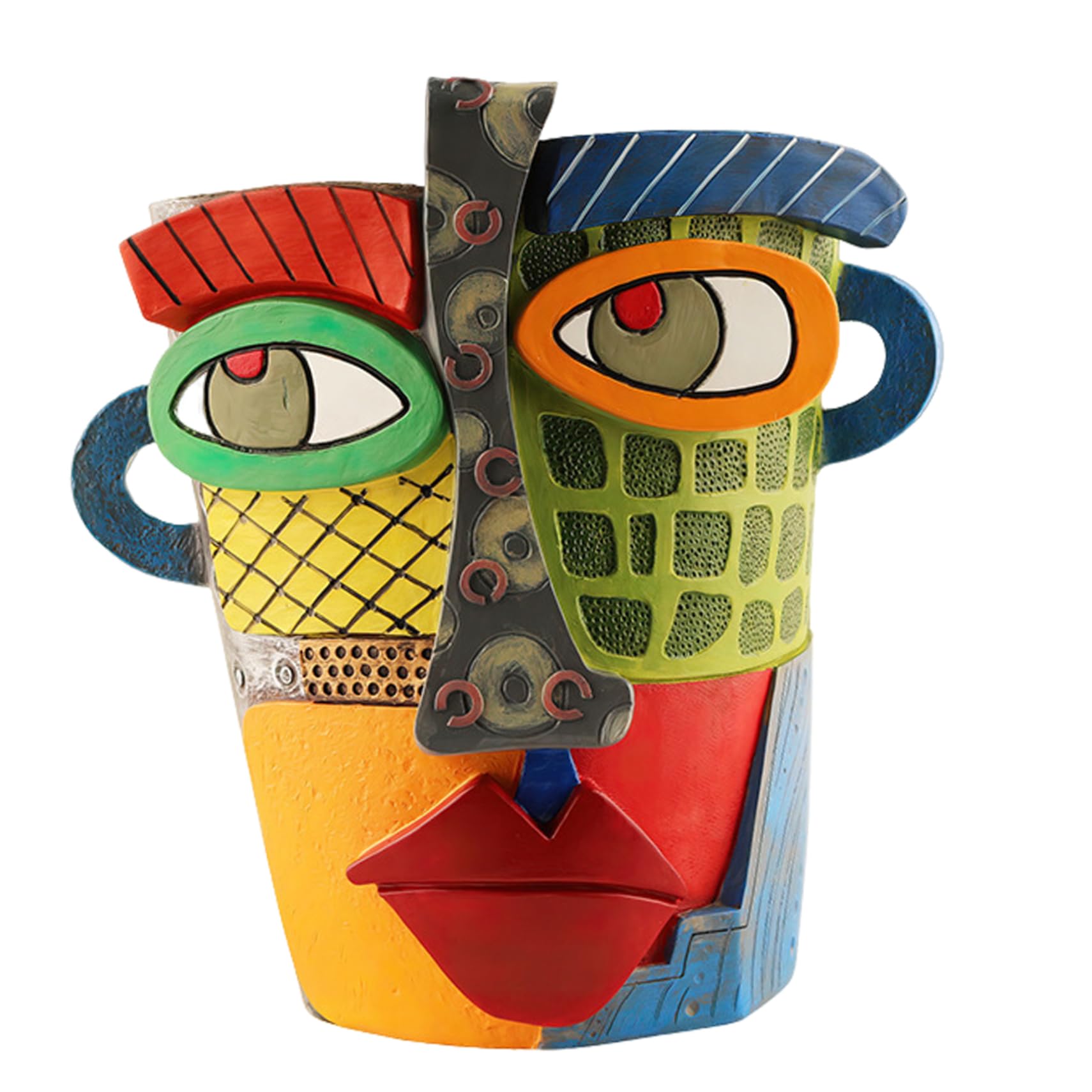 Licsaliwe Abstract Face Planter, Rainbow Resin Vase, Unique Funny Plant Pot for Yard, Garden, Balcony Decor/ 7x6 Inch