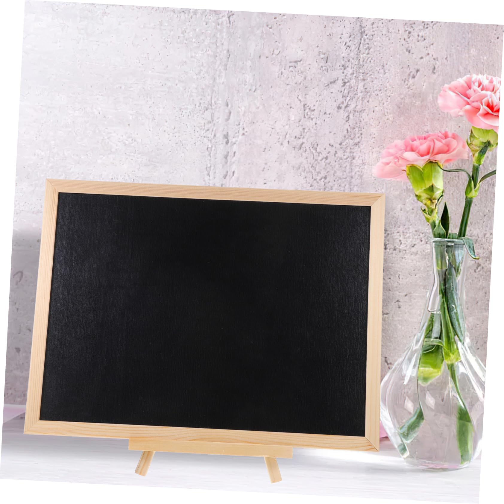 Kreidetafel Memotafel aus Korkholz mit Ständer Schwarz zum Beschriften mit Kreide für Geschäft und Hochzeit